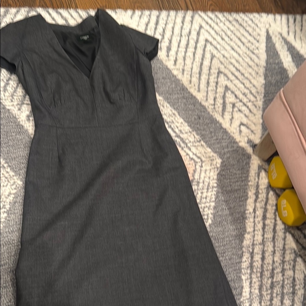 J. Crew Gray Sheath Midi Dress V-neck Cap Sleeve